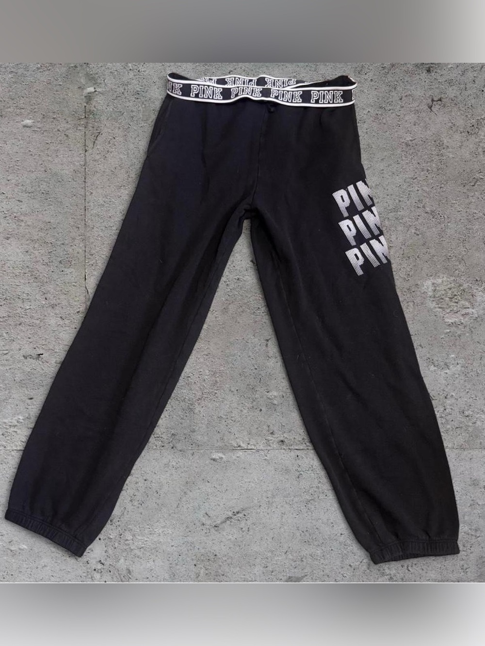 PINK Victoria’s Secret Vintage Y2K  Black Logo Waistband Sweatpants